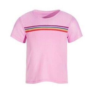 NEW ID Ideology Little Girls Multi-Stripe Shirt Sweet Alyssum pink